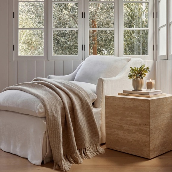 NWT Jenni Kayne Alpaca Wool Basketweave Throw Blanket 50 x 70” Oatmeal - Picture 6 of 7